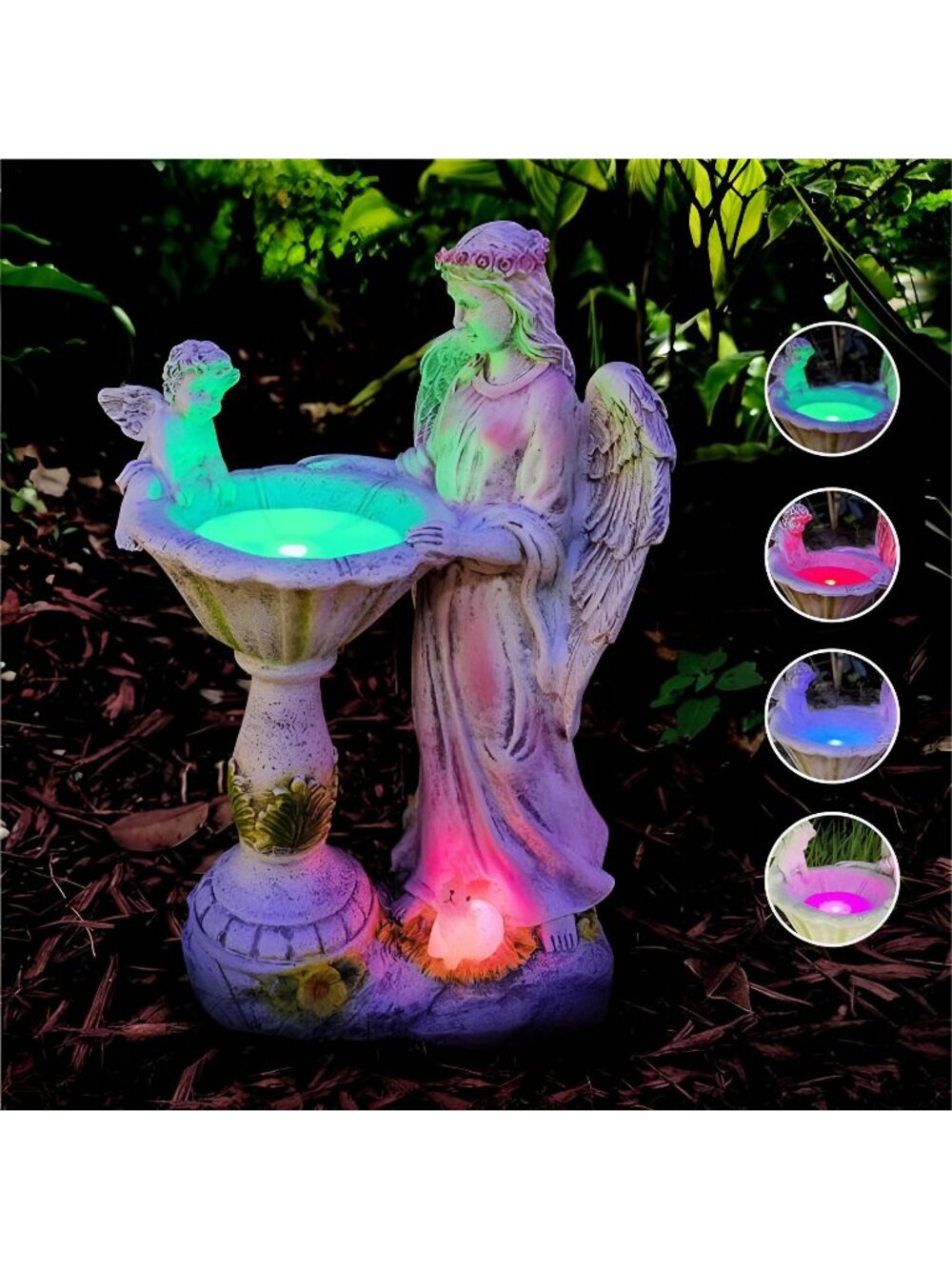 Solar Garden Statue Outdoor Decor, Angel Garden Figurine with Color Changing